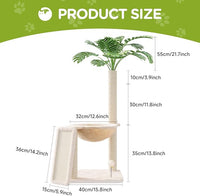 Small Cat Tree, Green Cat Tree with Scratching Post, Hammock Toy Ball and Palm Leaves for Kittens, Cat Tower for Indoor
