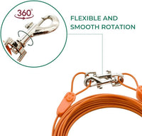 30FT Tie-Out Cables for Dogs - Strong, Safe, and Durable Dog Tie-Outs for Small Dogs up to 90 Pounds - Weather and Wear Resistant Galvanized Aircraft Cable for Outside Use