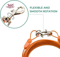 25FT Tie-Out Cables for Dogs - Strong, Safe, and Durable Dog Tie-Outs for Every Breed up to 125 Pounds - Weather and Wear Resistant Galvanized Aircraft Cable for Outside Use