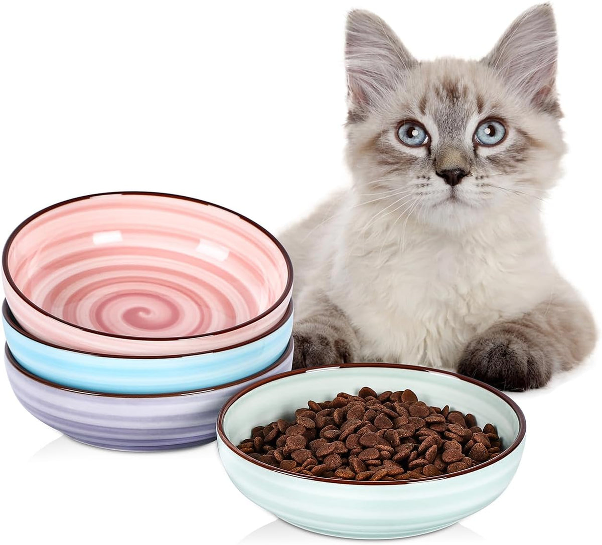 Selamica Ceramic Cat Bowls Set of 6 - 5.6 Inch, Set of 4 / Gradient Color