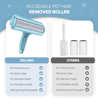 DELOMO Pet Hair Removal Tool, Pet Hair Remover - Lint Roller for Pet Hair - Cat and Dog Hair Remover for Couch, Furniture, Carpet, Car Seat, Reusable Lint Roller with Fur Bin, Pet Owner Essential
