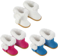 Bencailor 18 inch doll boots, 3 pairs of winter snow boots in white, black and brown - view 3
