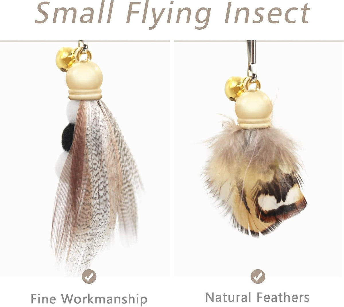 SONGWAY Cat Toy Wand Replacement, Cat Feather Toy Refills - Insect - image 2