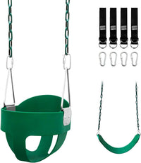 Perantlb toddler swing set with high back bucket seat and swing seat hanging from a tree - view 5