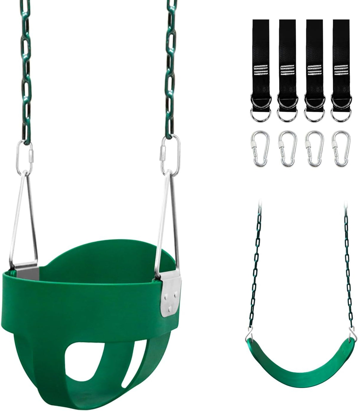 Perantlb toddler swing set with high back bucket seat and swing seat hanging from a tree - view 5