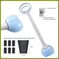 Dog Pooper Scooper Portable with Bag Attachment - 28in + Blue + 120 garbage bags + dispenser - image 2