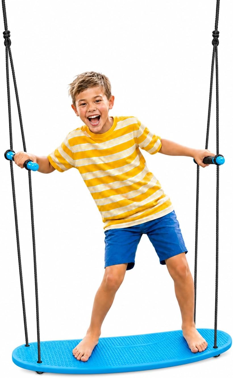 Swurfer Kick Stand Up Surfing Tree Swing Outdoor Swings for Kids Up - Blue