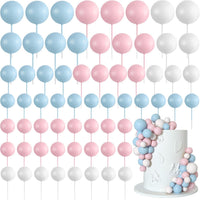 75 Pieces Cake Balls Topper Decorations Foam Cupcake Topper Mini - Blue,pink,gold