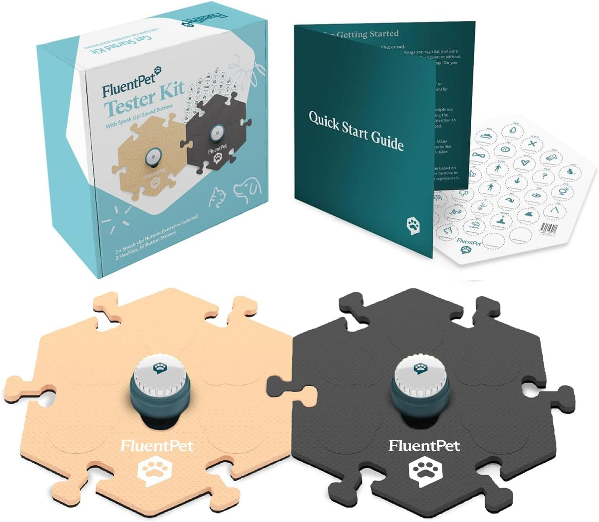 Talking Buttons for Dogs & Cats - 2 Buttons + 2 HexTiles (Neutral)