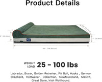 Laifug Orthopedic Memory Foam Extra Large Dog Bed Pillow Durable - 46 x 28 x 8 in (Pack of 1) / Dark Green - image 2
