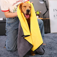 Dog Bath Towel - Super Absorbent Microfiber Dog Towel for Small Dogs and Cats, Yellow & Grey 11.8" - Large