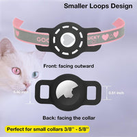 Silicone cat collar holder for AirTag that loops onto a small collar - view 2