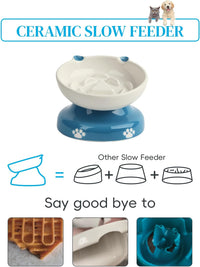 Y YHY Ceramic Cat Slow Feeder - Blue / 6 inches - image 4