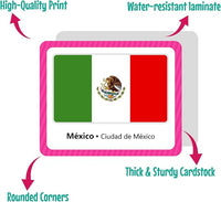 Menique, Juego de Memoria de Banderas del Mundo en español, para niños y adultos. Flags of The World, Memory Matching Game in Spanish, for Kids and Adults, 100 Tiles 50 Pairs.