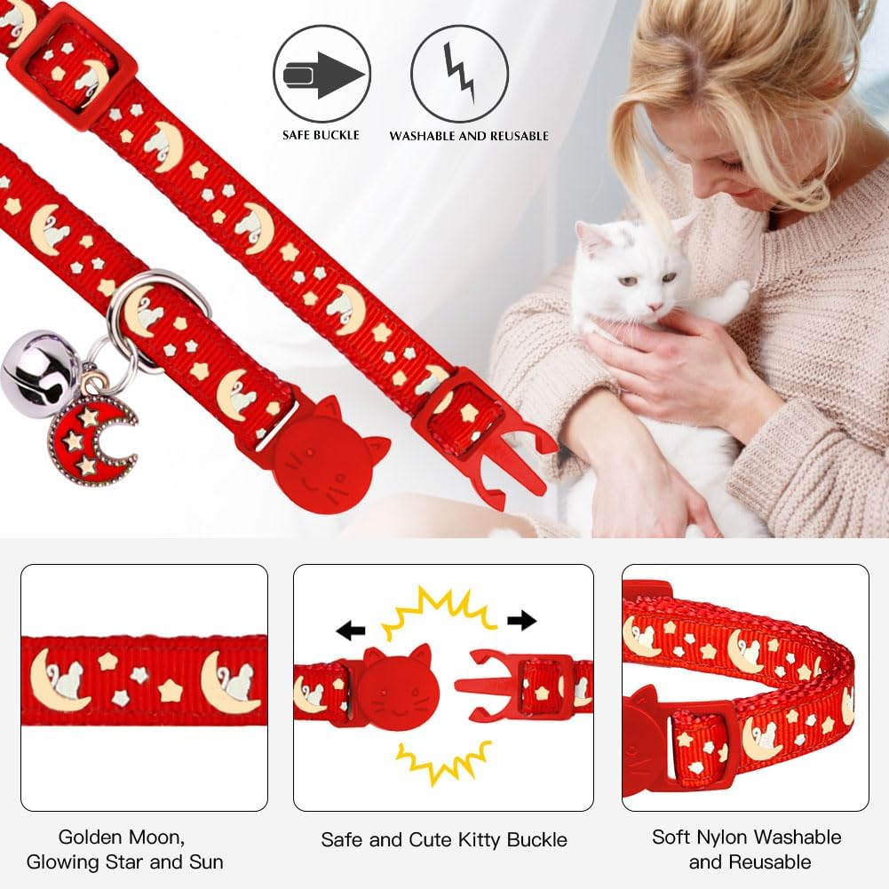 Baeuppit 2Pcs Breakaway Cats Collars Cat Collars for Boy & Girl Cats - 7.0-10.7'' / Purple+Scarlet - image 2