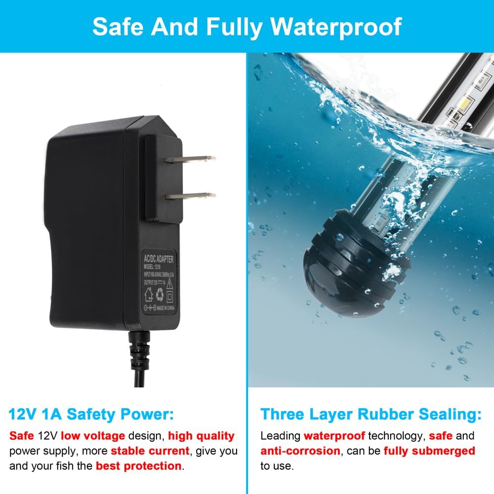 DaToo 4W 7.5inch Submersible Aquarium Light Underwater Fish Tank - 8W 15inch (With Timer&Dimmer) - image 3