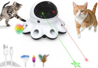 ORSDA Cat Laser Toy, 2-in-1 Interactive Automatic Motion Activated Moving 8 Holes Whack A Mole - Black Base-Green Laser (1 Count)