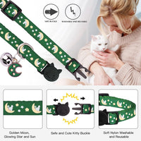 Baeuppit 2Pcs Breakaway Cats Collars Cat Collars for Boy & Girl Cats - 8.0-13.1" / Black+Emerald - image 2