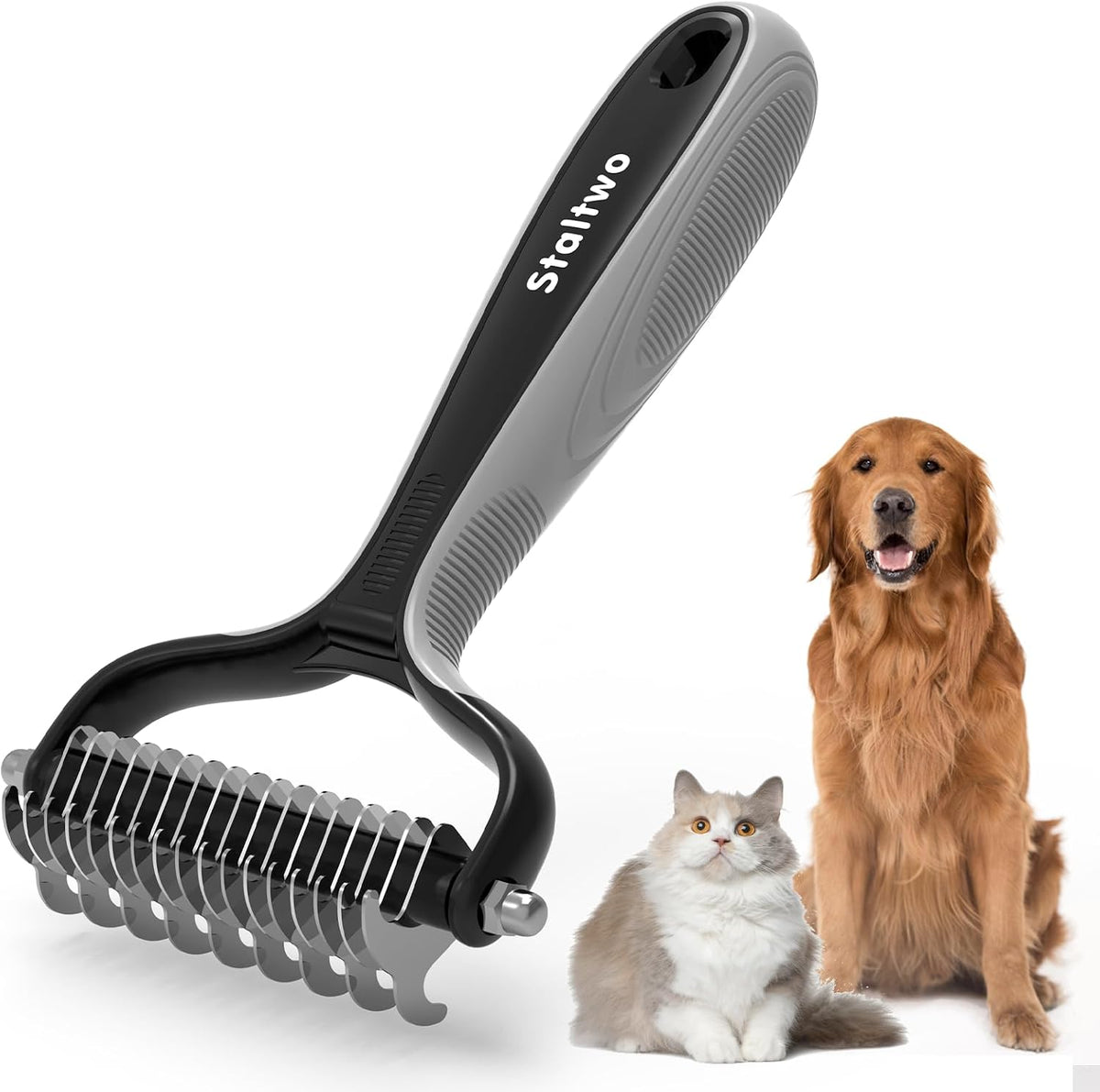 Deshedding Dog Brush for Shedding, Undercoat Rake for Dog&Cat – Essentials for Dogs - Grey