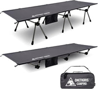 ONETIGRIS SUPRANUBIS Camping Cot, Height Adjustable with Cot Leg Extenders, Strong Support 330lbs, Lightweight Comfortable Folding Bed for Camping, Hiking, Travel, Truck, Beach, Office Nap