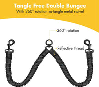 BAOBOTE double dog leash with coupler, swivel and reflective stitching - view 3