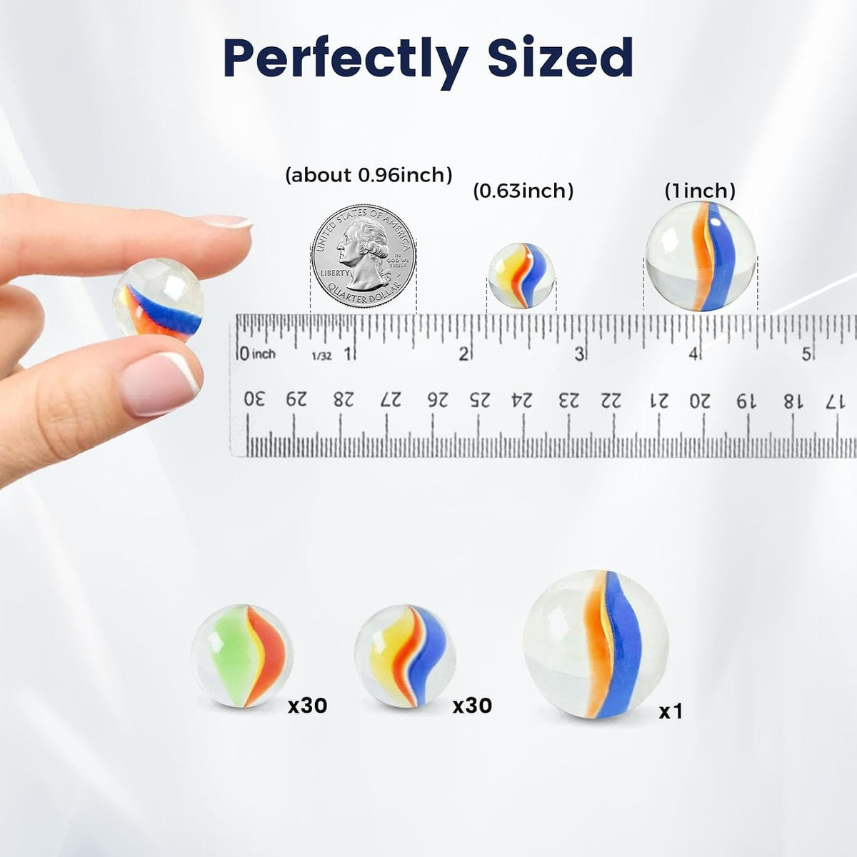 POPLAY 50 PCS Marbles Bulk with Whistle - Multi-Size Marbles - image 3