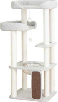 37.5" Cat Tree Tower for Large & Senior Cats, Low-Step Design – Essentials for Cats - Gray 53''