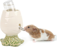 Adjustable No Drip Ceramic Hamster Water Bottle for Glass Tank – Essentials for Small Pets - White Carrot