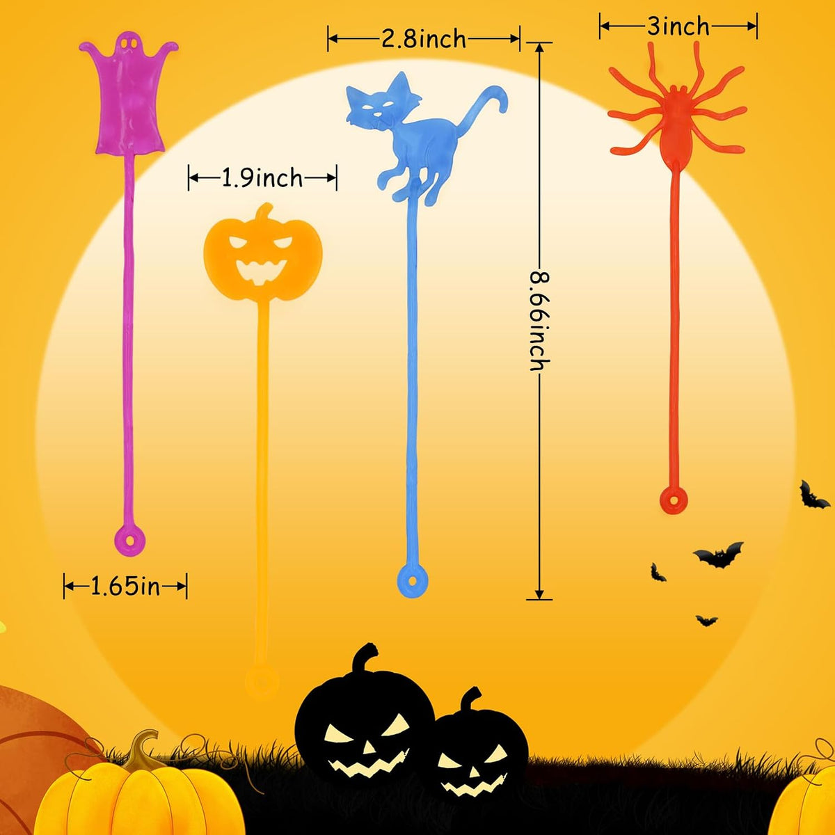 36 Pack Halloween Sticky Hands Toys Spider Web Cat Bat Pumpkin Candy - Halloween Sticky Hand 36 - image 3