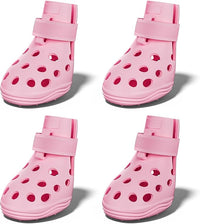 Dog Shoes for Hot Pavement, Breathable Dog Boots Paw Protectors with Adjustable Straps & Non-Slip Sole, Easy On & Off, Waterproof, Easy-Cleaning (Pink, L)