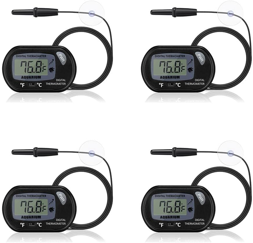 DaToo Aquarium Thermometer with Large LCD Display Fahrenheit/Celsius - 4 Pack