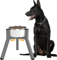 Dog Bowl Stand for Medium & Large Dogs, Adjustable Width 7-10.7" - Height: 11", Width: 7-10.6" / Grey