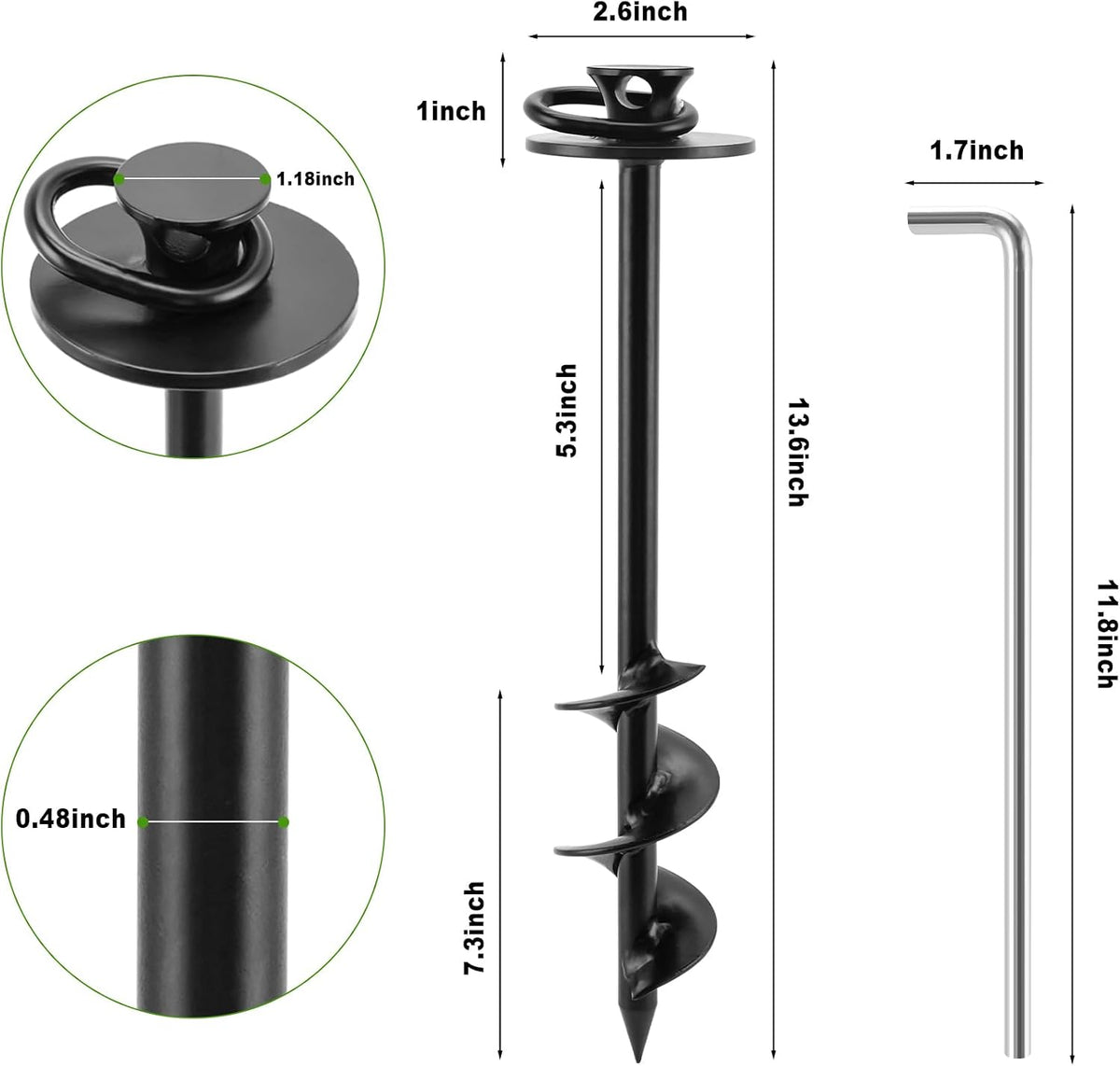 iklekione Dog Tie Out Stake, 360° Swivel -No Tangl - 14 ft Cable + Round head Stake - image 2