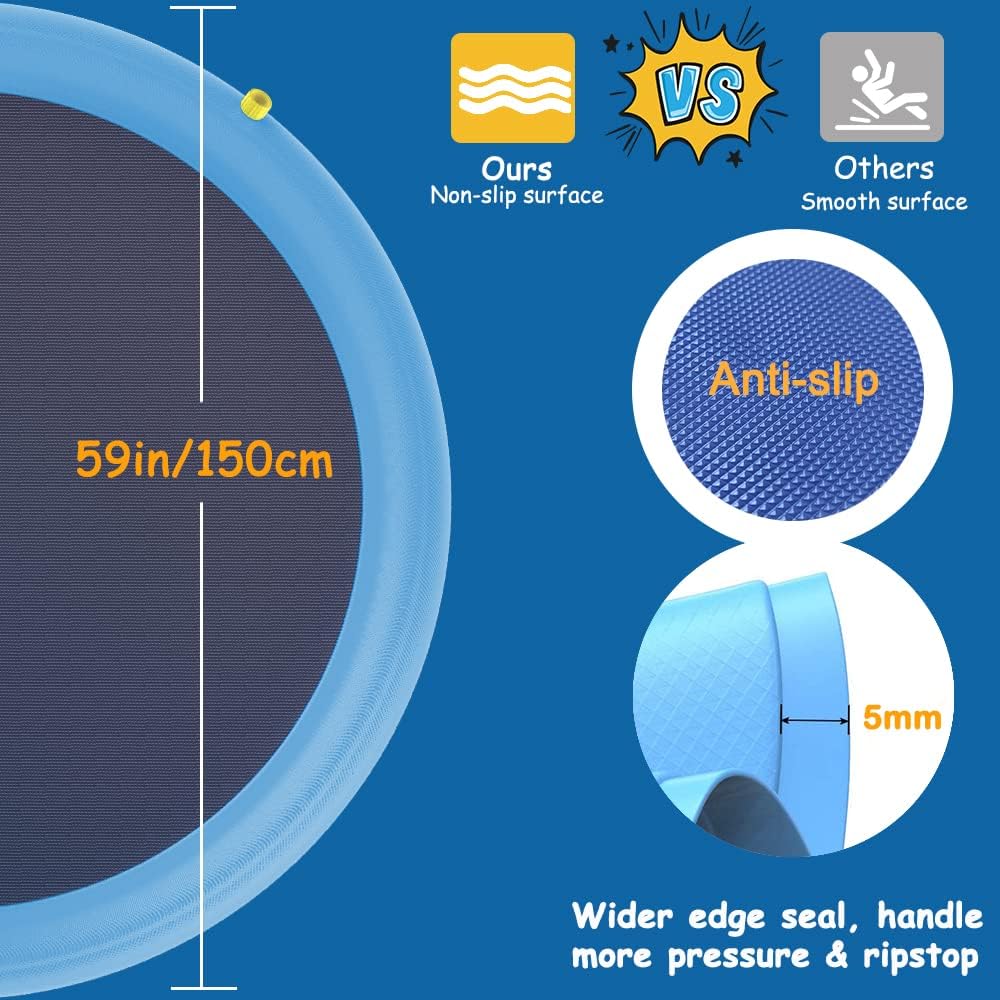 Raxurt Non-Slip Splash Pad for Kids and Dog - Blue / 59in - image 4