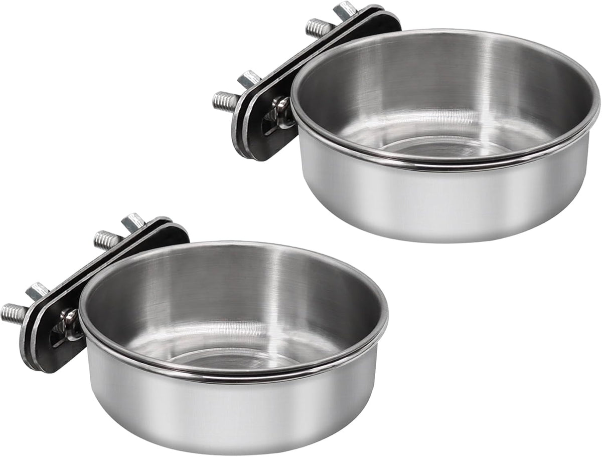 Large Bird Feeding Dish Cups with Clamp Holder - Small / 2 Pack