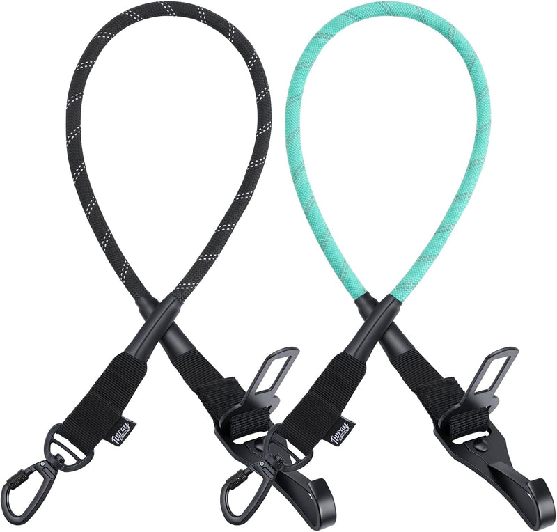 2Pcs Dog Seat Belt, Dog Car Seat Belt Bungee for Pet - Black + Cyan-No Bungee / 2Pcs