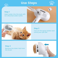 Pet Steam Brush for Dog & Cat – 3-in-1 Spray Hair Removal Comb – Steam Brush for Shedding & Grooming – Water for Long & Short Haired Pets – Spritz Defur Comb (Green)