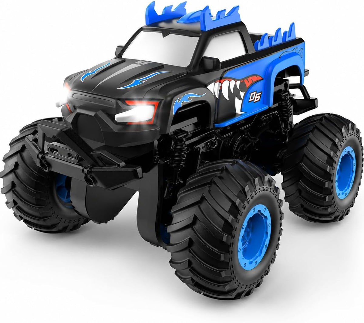 Remote Control Car All-Terrain 1:18 Rc Car with LED Lights 2 Batteries – Fun for Kids & Family - Dark Blue
