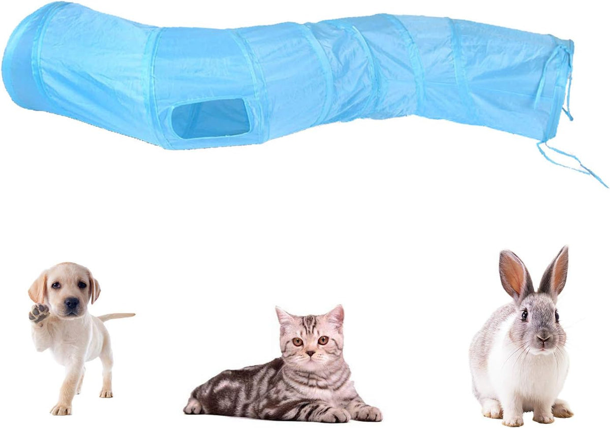 iCAGY Cat Tunnel Toys for Indoor Cats Kittens Rabbits - 47" (Shape S) / Blue - image 3