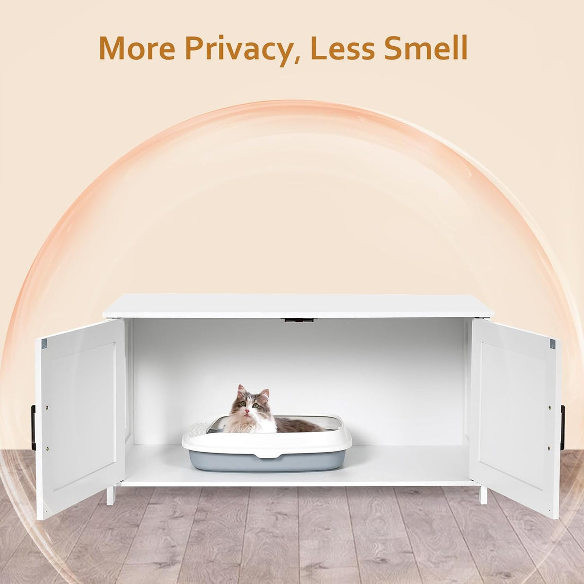 31.5" L Cat Litter Box Enclosure with Barn Door - 39.4"L / White - image 2