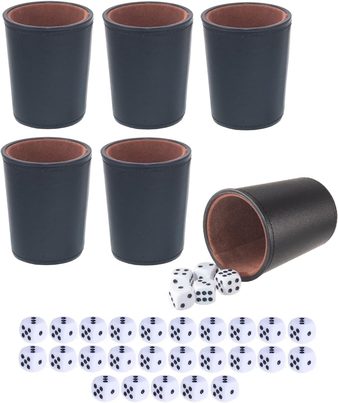 LoKii black and purple leather dice cups with felt lining and dot dice - view 5
