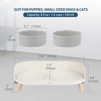 Elevated Ceramic Dog Bowl Set - Grey / Small - image 2