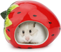 Hypeety Ceramic Hamster Hideout Decor Cool Bed Bath House - Red/Strawberry