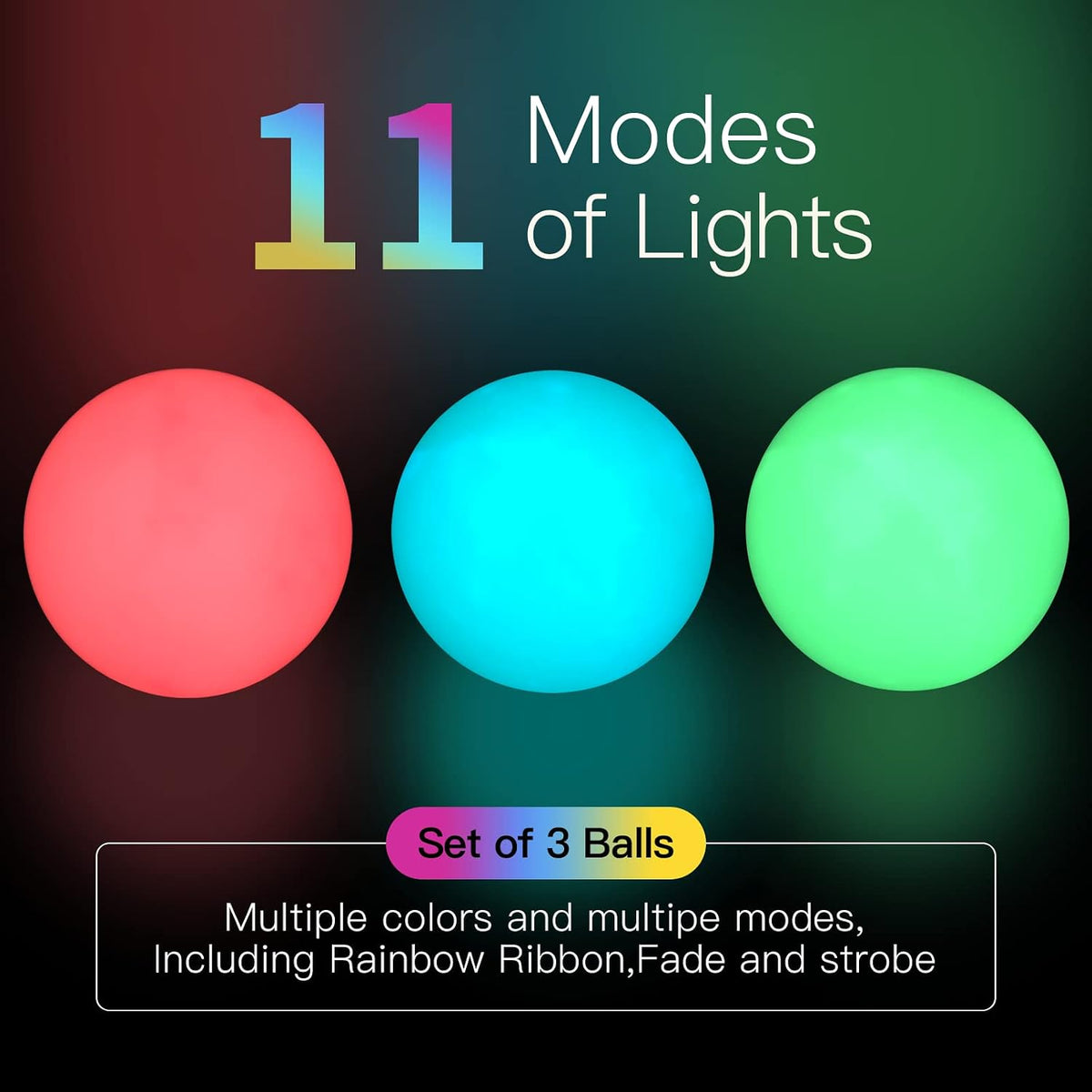 POITOI Juggling Balls Light Up Juggling Ball Glow in The Dark - Rainbow 3.9oz - image 2