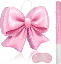 Princess Castle Pinata - Pink Castle Pinata with Blindfold and Bat for Girls Kids Princess Theme - Pink Bow
