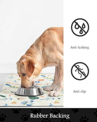 Pet Feeding Mat-Absorbent Dog Mat for Food and Water Bowl-No Stains Quick Dry Water Dispenser Mat-Dog Accessories Pet Supplies-Bowl for Messy Drinkers（LIGHTFLOWERS,16"x24"