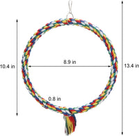 Wontee Bird Swing Colorful Rope Perch Climbing Toy for Parrots – Essentials for Birds - Medium (10.4 inch) - image 3
