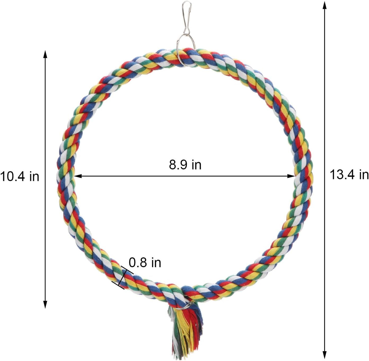 Wontee Bird Swing Colorful Rope Perch Climbing Toy for Parrots – Essentials for Birds - Medium (10.4 inch) - image 3