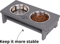 HTB Elevated Dog Bowls,Raised Dog Bowl Stand with 2 Stainless Steel Bowls,Elevated Raised Dog Bowls - small-4“tall,21 Oz bowl / Grey - image 4