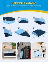 VISTOP Extra Large Foldable Dog Pool XXL - XL- 57" x 12" / Blue - image 3